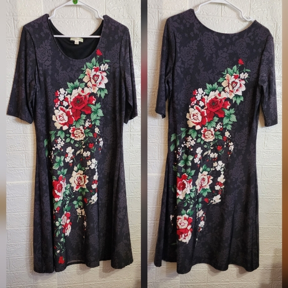 Nurture by Lamaze Dresses & Skirts - Nurture by Lamaze Black Dress with Red Floral Design